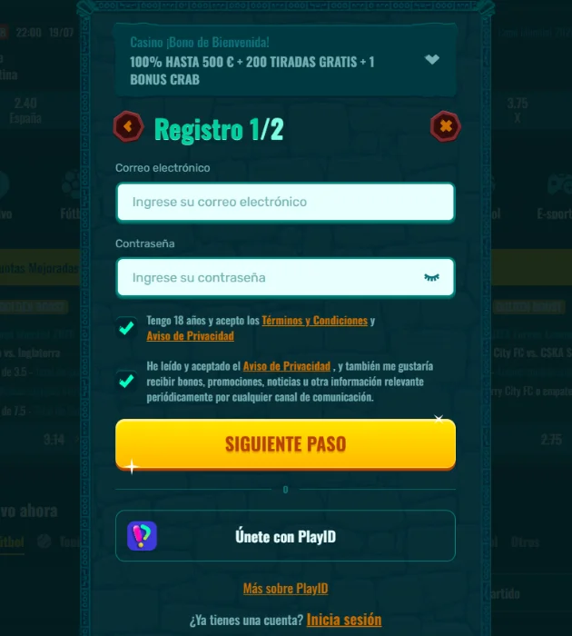 Spinanga Casino Registro e Inicio de Sesión